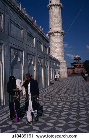 Stock Image - asia, family, india, mahal, taj, moslem. Fotosearch
