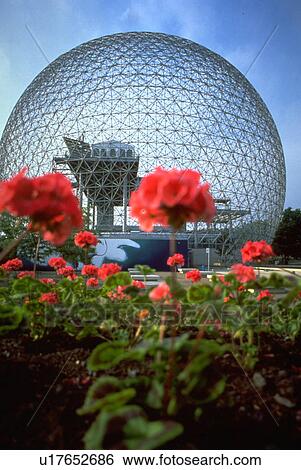 Stock Photograph - biosphere, tree, construction, globe, frame, flowers. Fotosearch