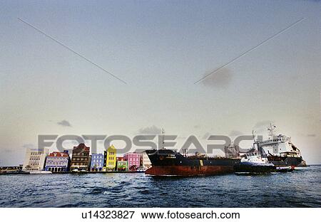 Stock Photo - boats, curacau, sea, industry, tanker, willemstad. Fotosearch