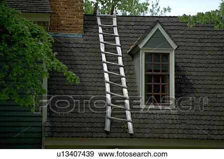 Stock Photo - brick, hand, ladder, wooden, made, crooked. Fotosearch