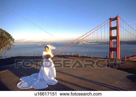 Stock Image - bride, dress, long, waits, wedding. Fotosearch
