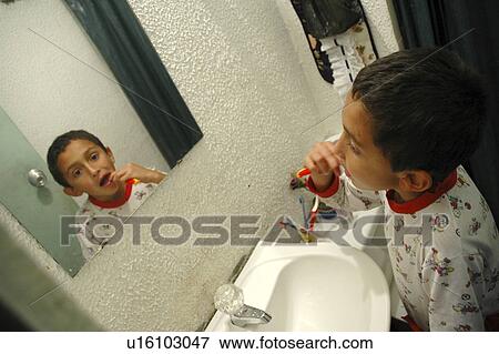 brushing, child, boy, kid, person, people View Large Photo Image Stock Photo - brushing, child, boy, kid, person, people. Fotosearch