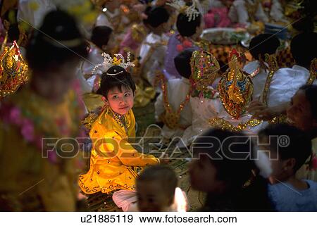 Stock Photo - burma, people, kids, burmese, children, party. Fotosearch