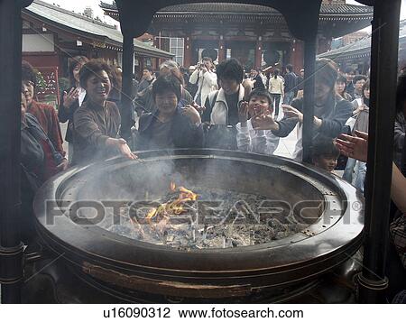 Stock Image - burner, people, incense, japan, person, love. Fotosearch