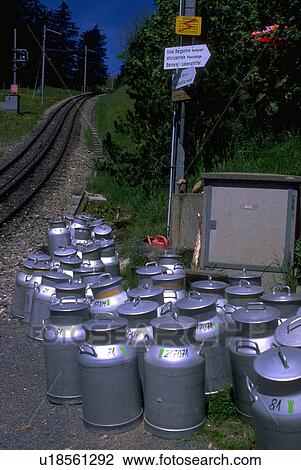 Stock Image - cans, cog, swiss, wait, milk. Fotosearch