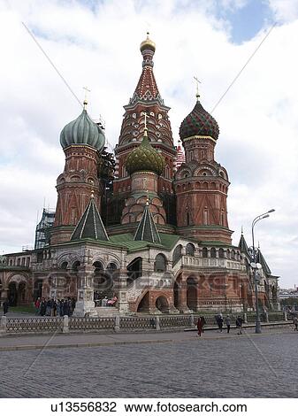 Stock Image - cathedral, person, basil, russia, 7870, people. Fotosearch