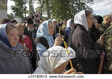 Stock Image - clergy, people, pilgrims, russia, person, party. Fotosearch