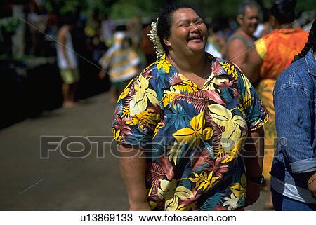 Stock Image - french, people, female, laughing, floral, woman. Fotosearch