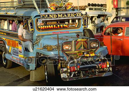 Picture - front, travel, streets, manila, traffic, jeepneys. Fotosearch