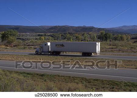 Stock Image - highway, 18, road, truck, wheeler, heavy. Fotosearch
