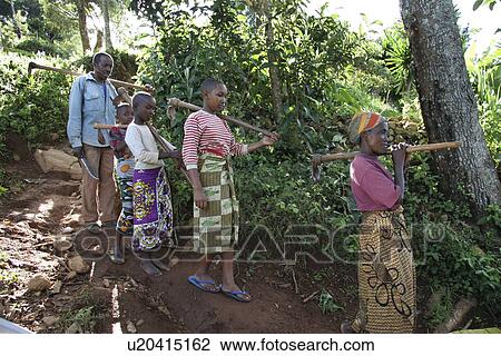 Stock Image - hoes, people, carrying, tanzania, person, family. Fotosearch