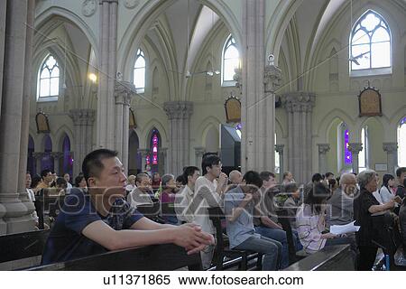 Stock Photography - inside, person, mass, sunday, china, people. Fotosearch