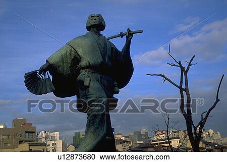 Stock Image - kamo, winter, sword, samarai, statue, tree. Fotosearch