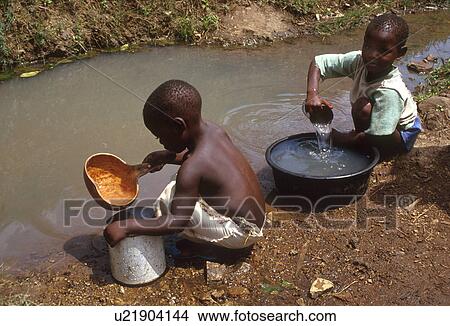Picture - kenya, people, 4231, children, person, water. Fotosearch