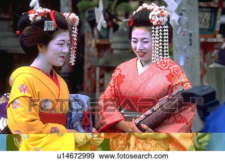 Stock Photo - kyoto, geisha, section, old, talk, woman. Fotosearch