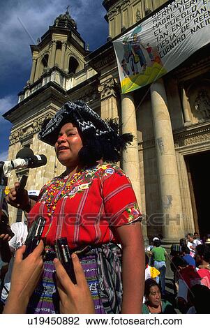 Stock Image - leader, people, protest, menchu, rigoberta, woman. Fotosearch