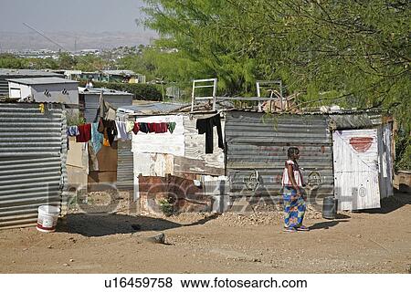 Stock Photo - made, person, dwellings, santytown, namibia, people. Fotosearch