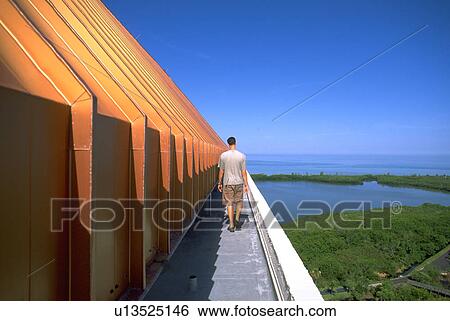 Stock Photograph - male, behind, rooftop, walking, summer. Fotosearch