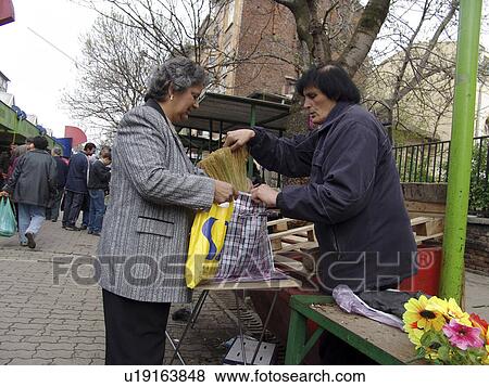 Stock Photo - market, person, outdoor, sofia, bulgaria, people. Fotosearch