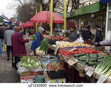 Stock Image - market, person, outdoor, vegetable, bulgaria, people. Fotosearch