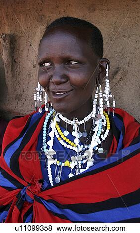 Stock Photo - masai, people, tanzania, person, pattern, woman. Fotosearch