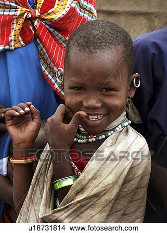 Picture - moita, child, masai, tanzania, person, people. Fotosearch