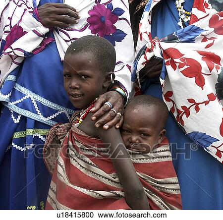 Stock Image - moita, person, masai, tanzania, children, people. Fotosearch