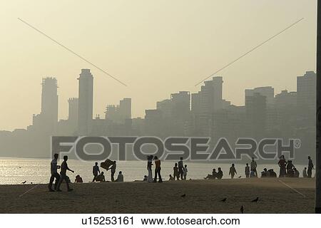 Stock Image - mumbai, people, chowpatty, india, person, beach. Fotosearch