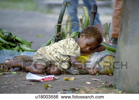 Stock Photograph - new, sleeping, papua, images, outdoor, baby. Fotosearch