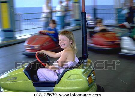 Stock Photo - park, kids, amusement, cars, bumper, children. Fotosearch