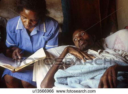 Stock Photograph - patient, uganda, female, nurse, mobile, 3848. Fotosearch