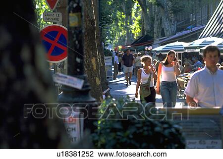 pedestrians, street, trees, cafes, scene, shopping View Large Photo Image Stock Image - pedestrians, street, trees, cafes, scene, shopping. Fotosearch