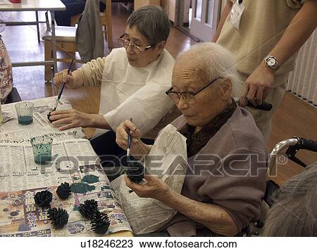 Stock Image - peoples, person, old, japan, home, people. Fotosearch