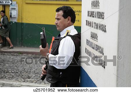 Stock Image - person, guarding, male, guatemala, people. Fotosearch