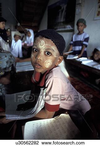 Stock Image - person, tboy, painted, school, people. Fotosearch