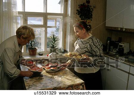 Stock Photo - preparing, people, 3351, women, person, food. Fotosearch