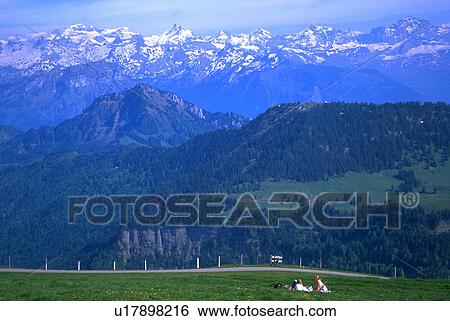 Stock Photograph - rigikulm, mountains, rigi, top, scene. Fotosearch