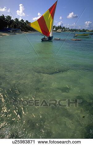 Stock Image - sail, nature, island, ocean, sailboat, water. Fotosearch