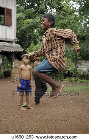 Stock Image - skipping, sport, boy, cambodia, person, people. Fotosearch