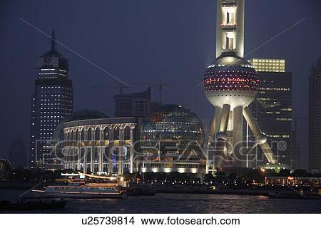 Picture - skyscrapers, person, modern, view, china, people. Fotosearch