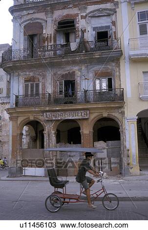 Stock Image - taxi, person, cycle, cuba, 4368, people. Fotosearch