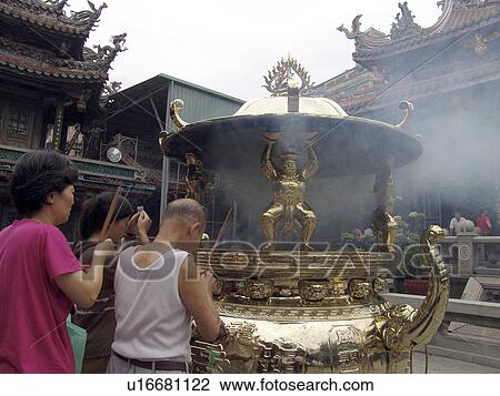 Stock Image - temple, people, lungshan, taiwan, person, love. Fotosearch