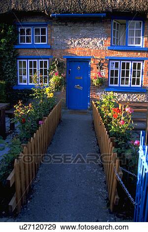 thatched, blue, sills, window, door, bright View Large Photo Image Stock Photo - thatched, blue, sills, window, door, bright. Fotosearch