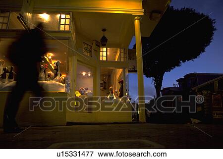 Stock Photo - themed, district, mission, storefront, yellow. Fotosearch