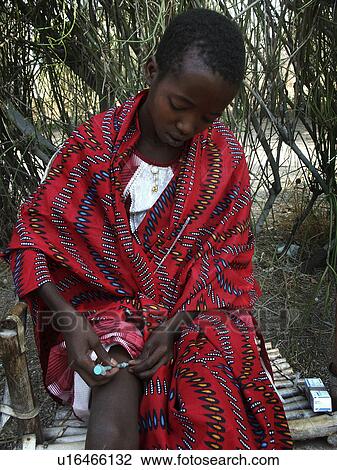 Stock Image - tribalgirl, pattern, watatulu, tanzania, person, people. Fotosearch