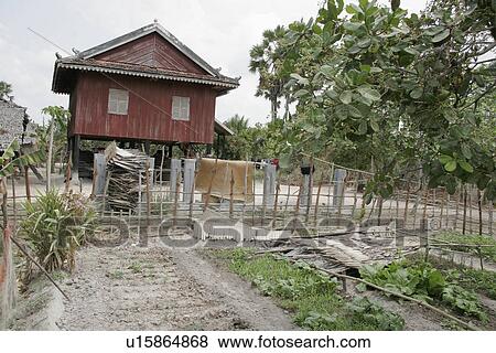 typical, house, cambodia, home, person, people View Large Photo Image Stock Photo - typical, house, cambodia, home, person, people. Fotosearch