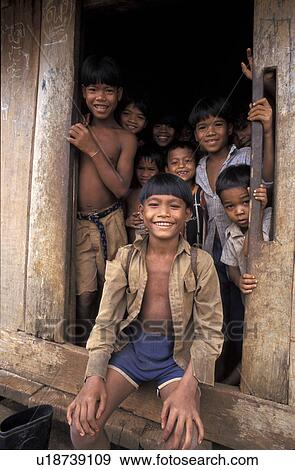 Stock Photo - village, person, malik, cambodia, children, people. Fotosearch