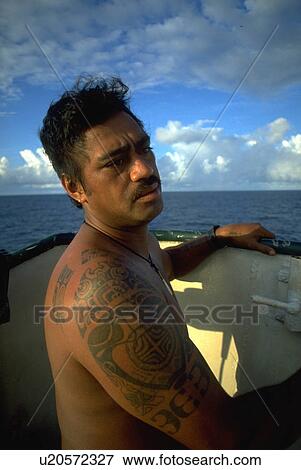 Stock Photo - working, tattoo, ship, worker, deck, water. Fotosearch