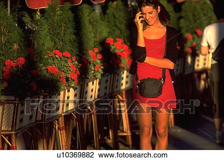 young, talking, walking, female, woman View Large Photo Image Stock Image - young, talking, walking, female, woman. Fotosearch