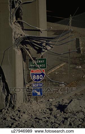 Stock Photo - 1989, section, sf, highway, collapsed, nature. Fotosearch